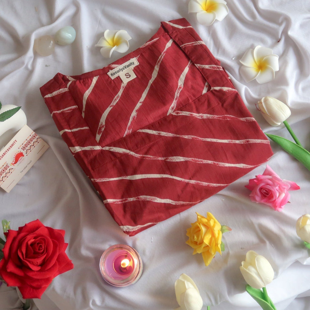 Rosewood Leheriya Churidaar Sleeves Long Kurta