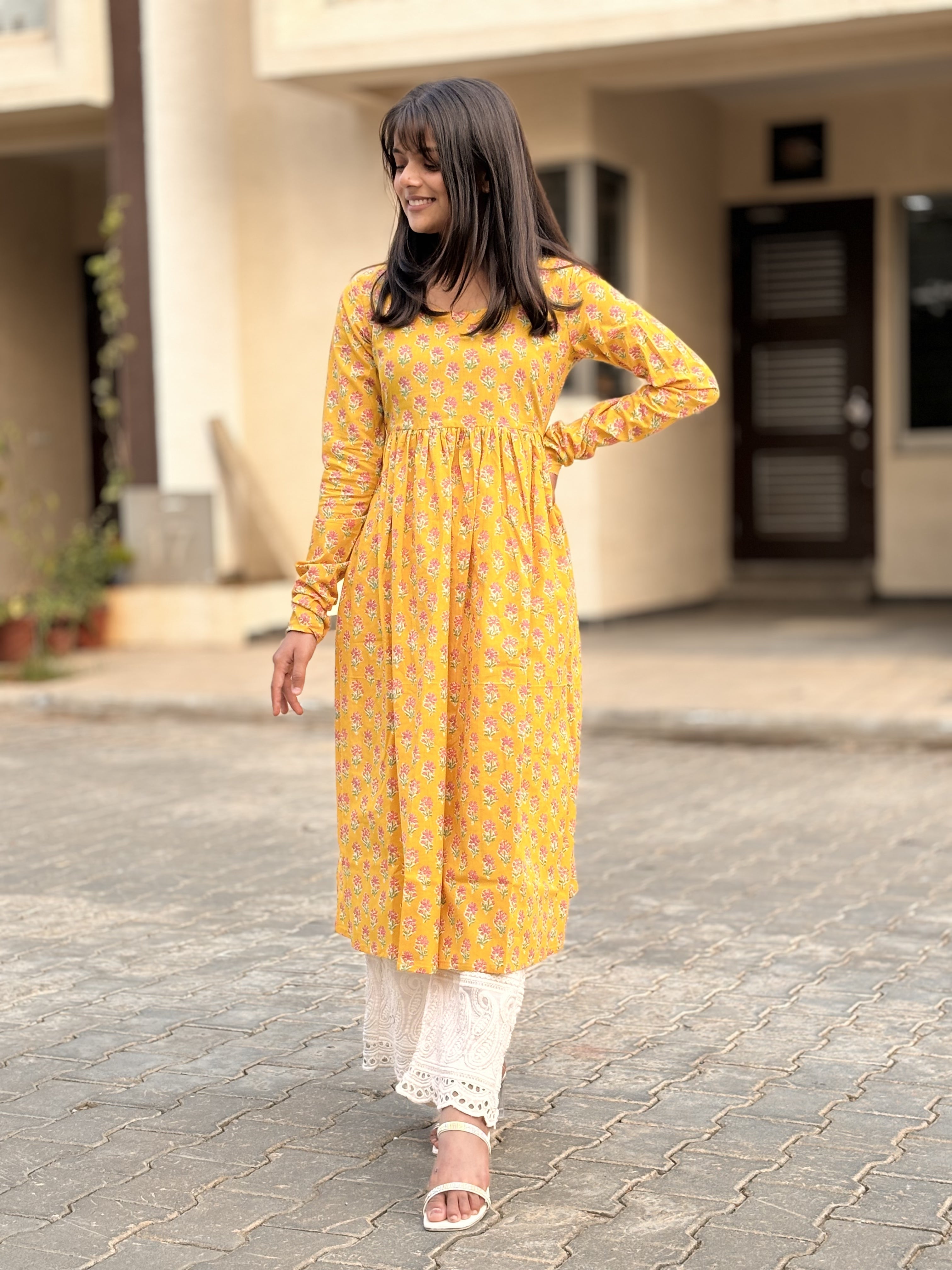 Haldi Ready Churidaar Sleeves Long Kurta